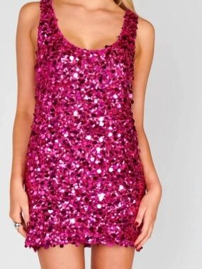 Show Me Your Mumu Fuchsia Sequin Tank Dress